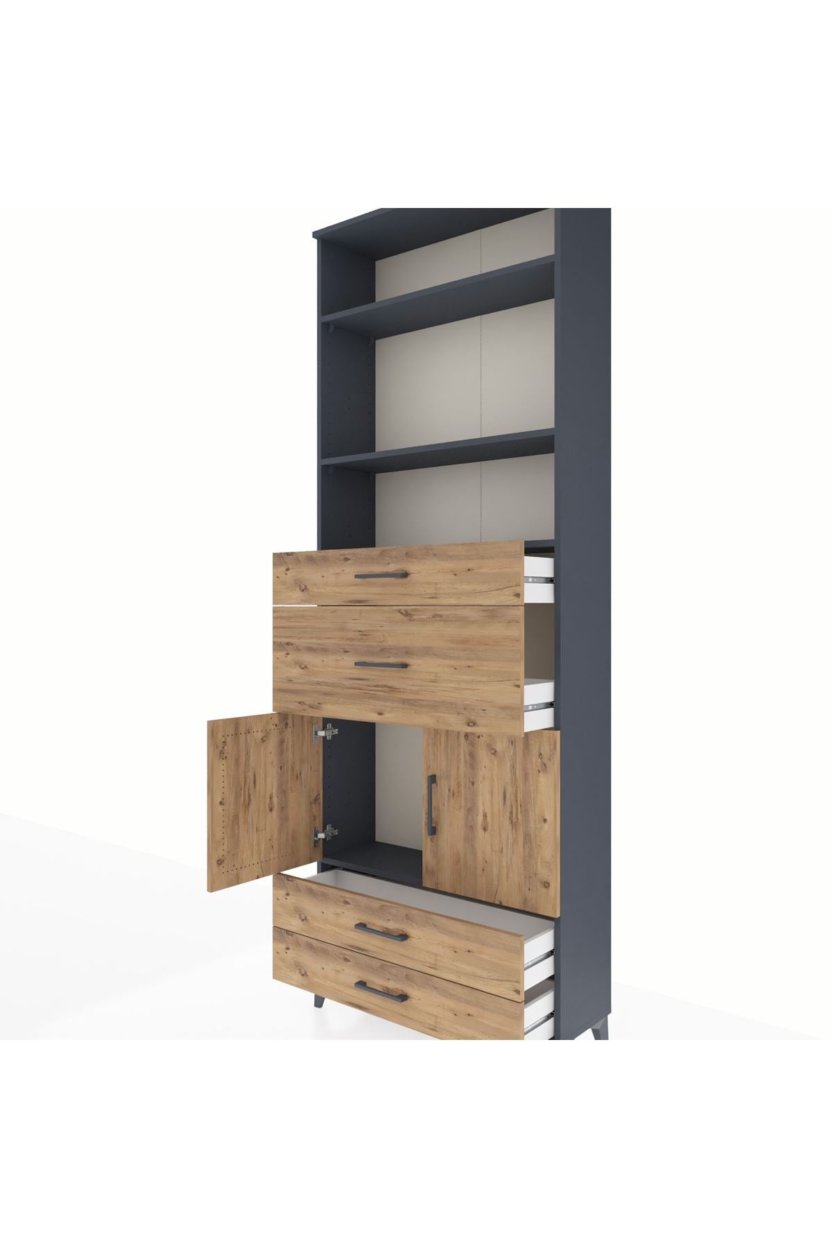 Arges Dolap 4 Raflı 4 Çekmeceli 2 Kapaklı 88x30x243 - S33M094V6A