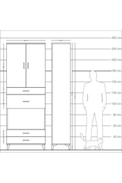 Arges Dolap 4 Raflı 4 Çekmeceli 2 Kapaklı 88x30x243 - S33M095V4A