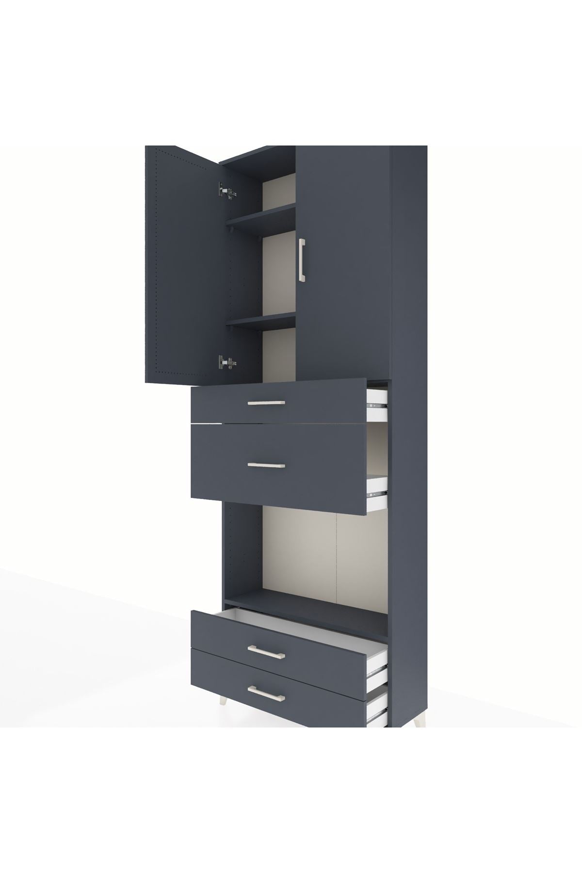 Arges Dolap 4 Raflı 4 Çekmeceli 2 Kapaklı 88x30x243 - S33M095V5A