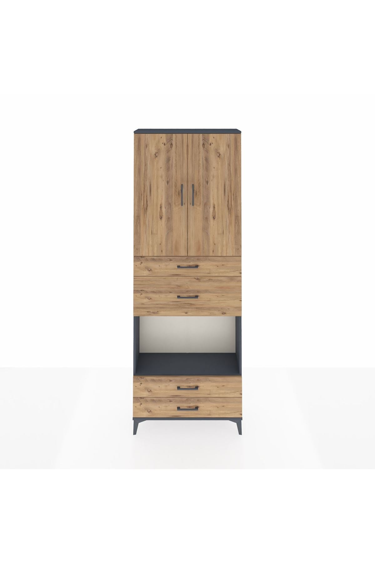 Arges Dolap 4 Raflı 4 Çekmeceli 2 Kapaklı 88x30x243 - S33M095V6A