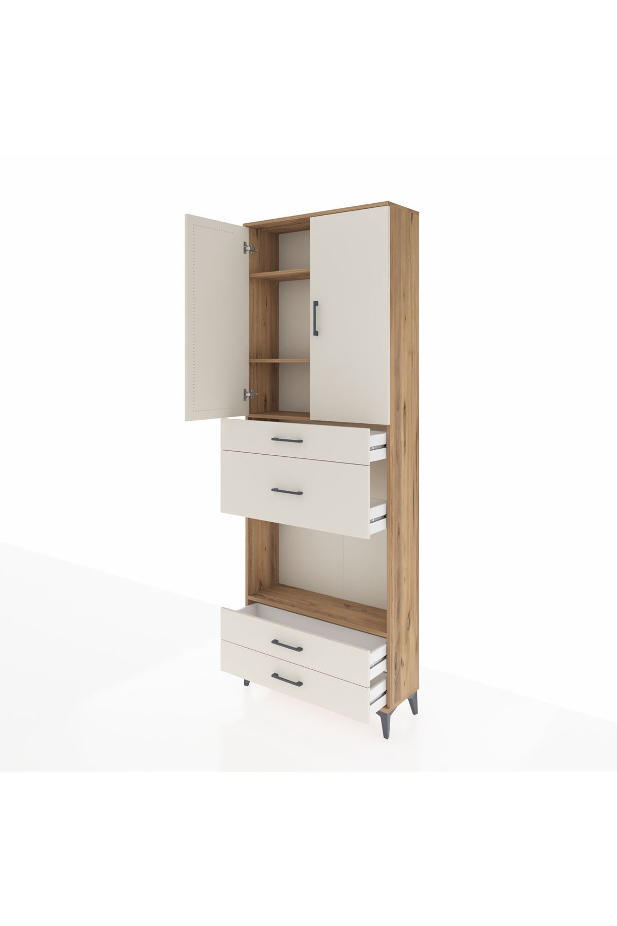 Arges Dolap 4 Raflı 4 Çekmeceli 2 Kapaklı 88x30x243 - S33M095V7A