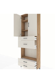 Arges Dolap 4 Raflı 4 Çekmeceli 2 Kapaklı 88x30x243 - S33M095V7A
