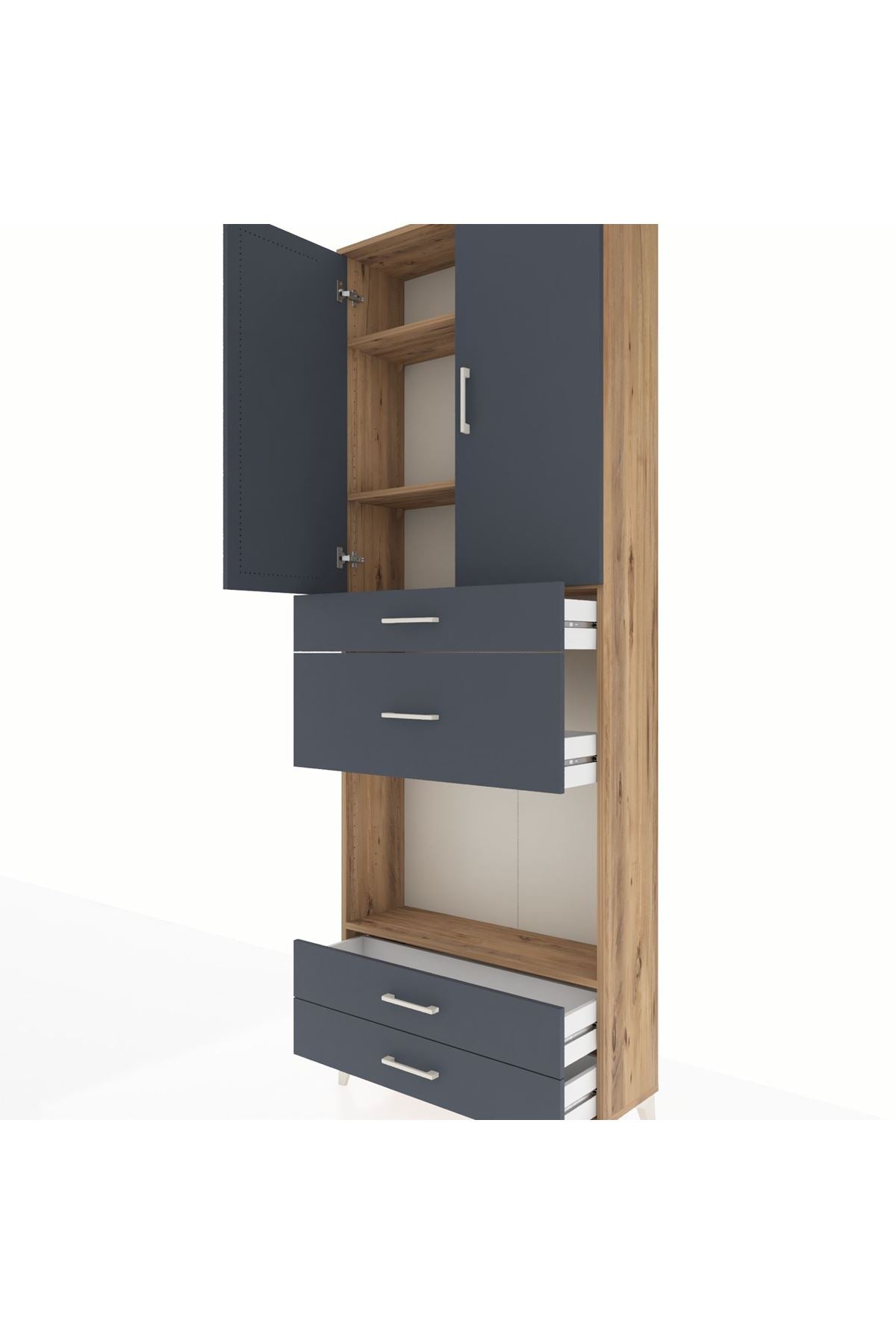 Arges Dolap 4 Raflı 4 Çekmeceli 2 Kapaklı 88x30x243 - S33M095V8A