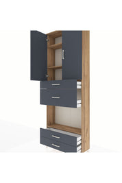 Arges Dolap 4 Raflı 4 Çekmeceli 2 Kapaklı 88x30x243 - S33M095V8A
