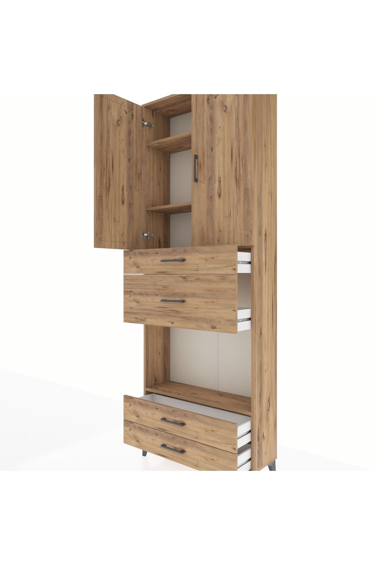 Arges Dolap 4 Raflı 4 Çekmeceli 2 Kapaklı 88x30x243 - S33M095V9A