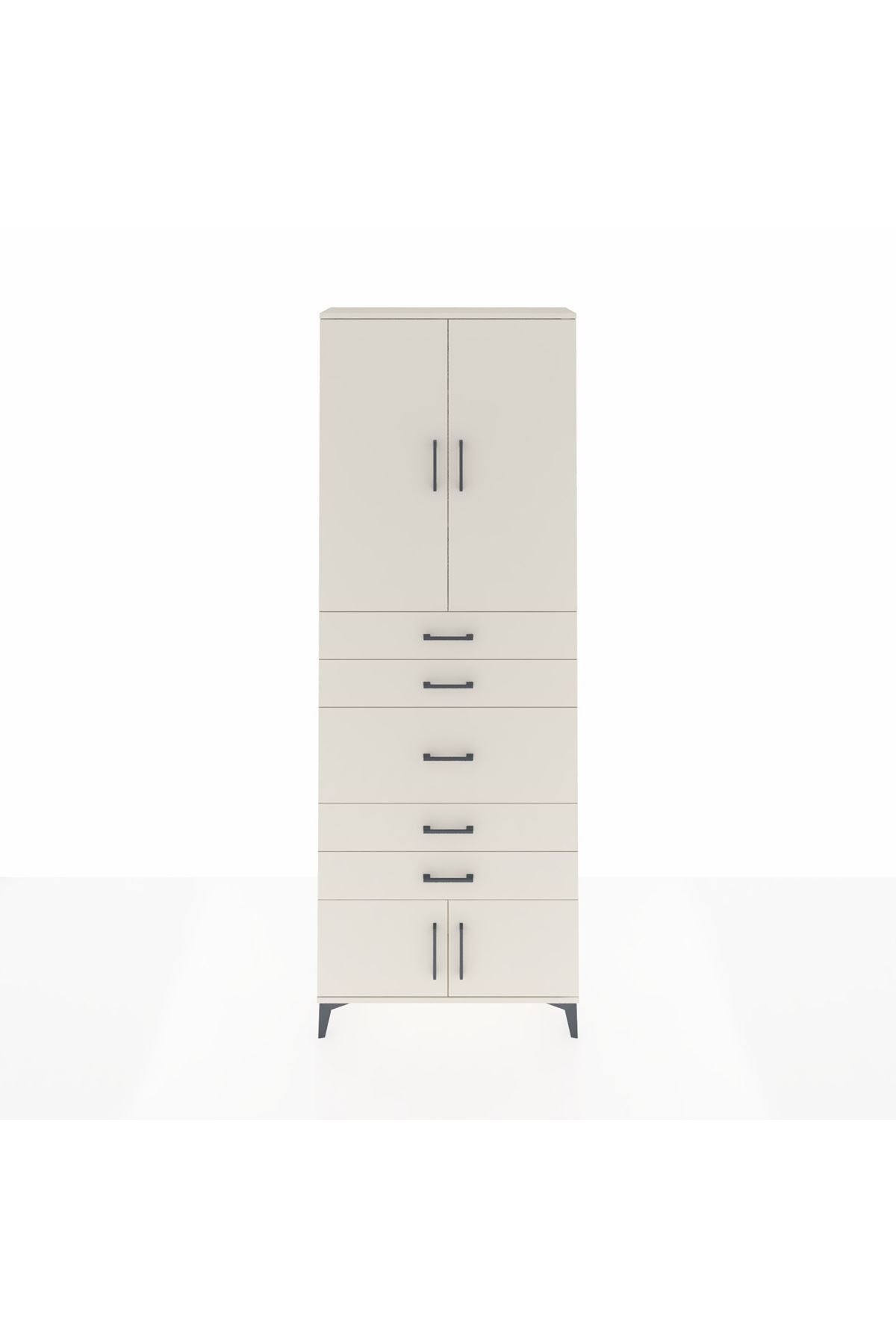 Arges Dolap 3 Raflı 5 Çekmeceli 4 Kapaklı 88x30x243 - S33M097V1A