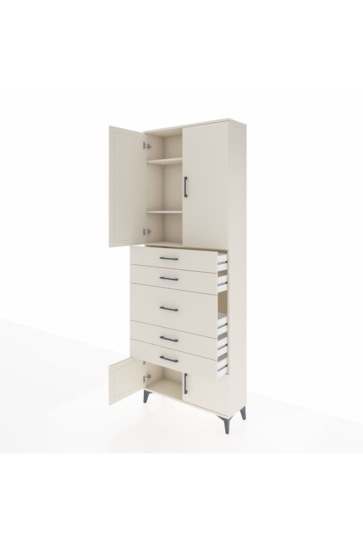 Arges Dolap 3 Raflı 5 Çekmeceli 4 Kapaklı 88x30x243 - S33M097V1A
