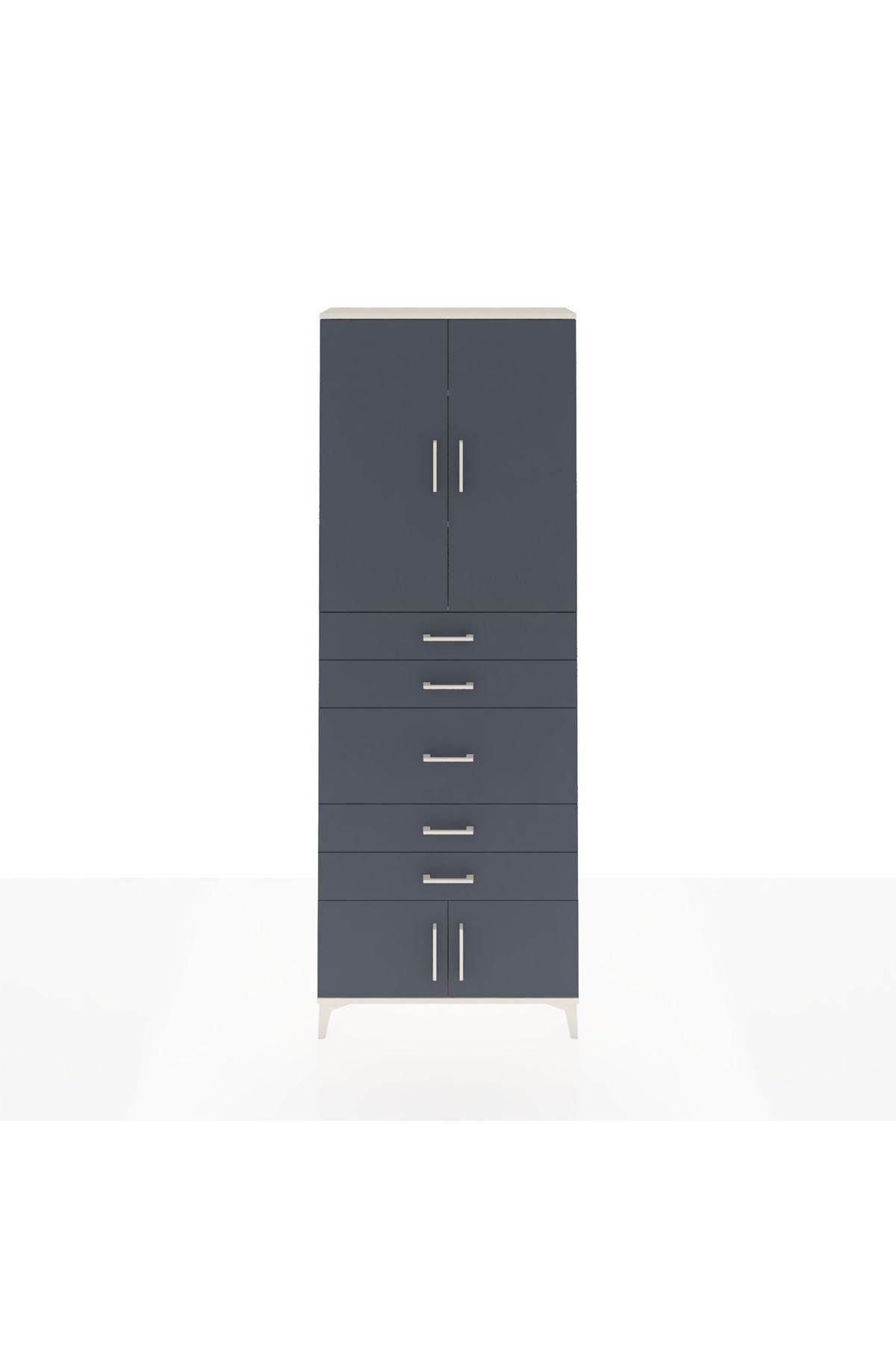 Arges Dolap 3 Raflı 5 Çekmeceli 4 Kapaklı 88x30x243 - S33M097V2A