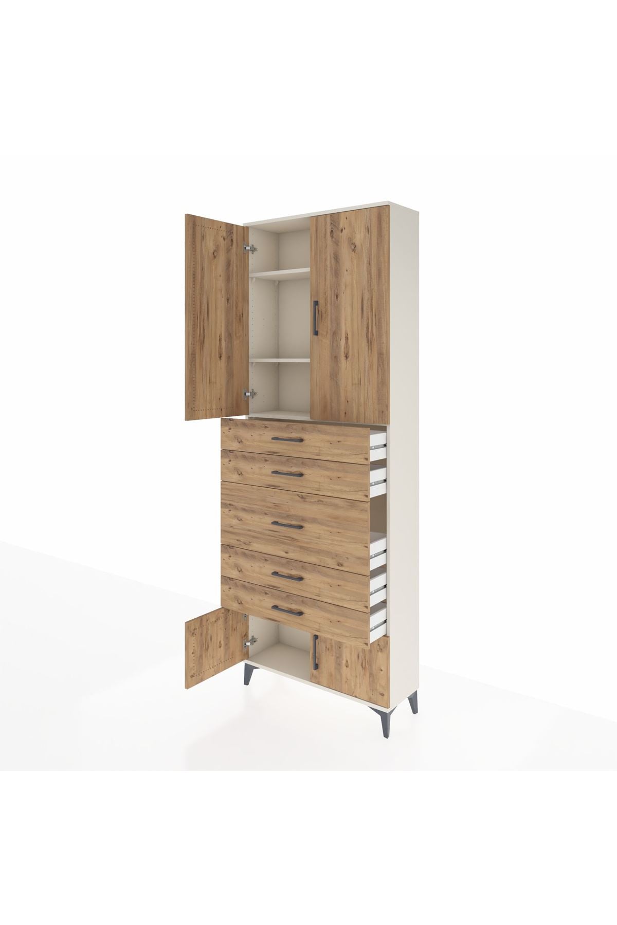 Arges Dolap 3 Raflı 5 Çekmeceli 4 Kapaklı 88x30x243 - S33M097V3A