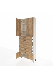 Arges Dolap 3 Raflı 5 Çekmeceli 4 Kapaklı 88x30x243 - S33M097V3A