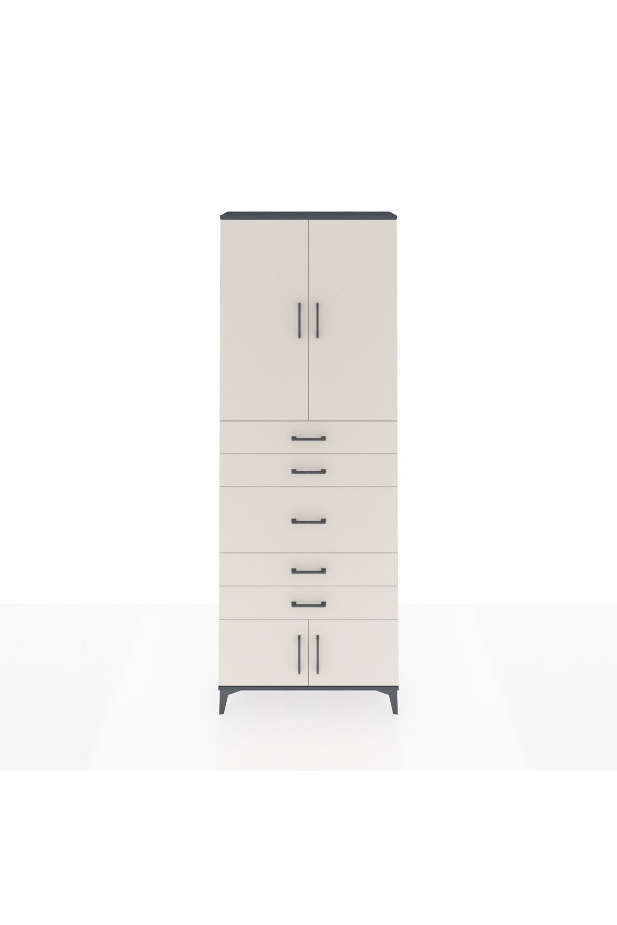 Arges Dolap 3 Raflı 5 Çekmeceli 4 Kapaklı 88x30x243 - S33M097V4A