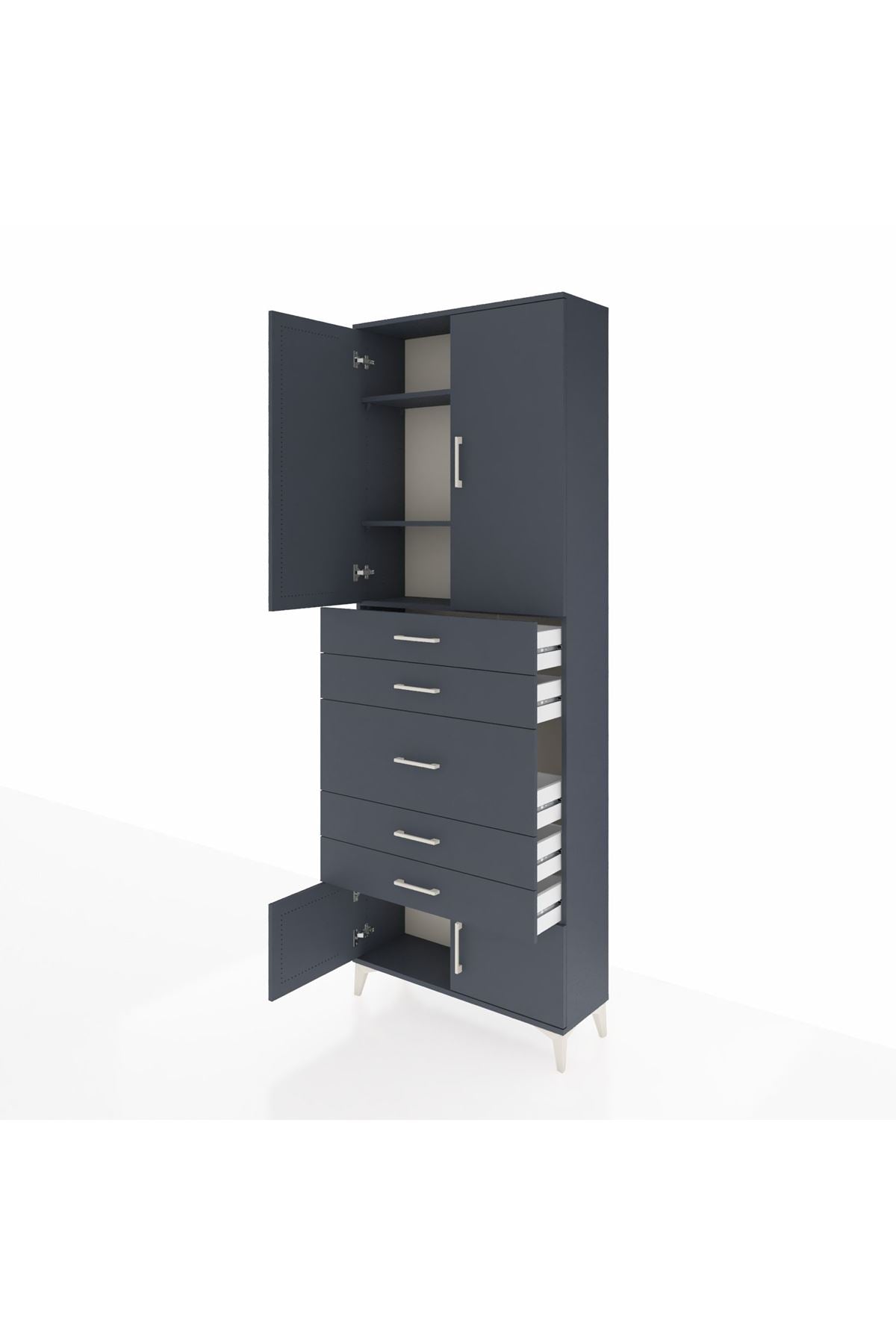 Arges Dolap 3 Raflı 5 Çekmeceli 4 Kapaklı 88x30x243 - S33M097V5A