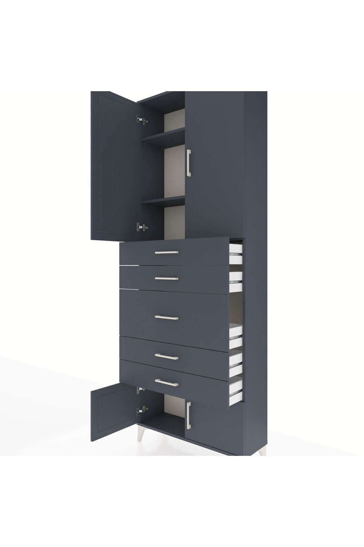 Arges Dolap 3 Raflı 5 Çekmeceli 4 Kapaklı 88x30x243 - S33M097V5A