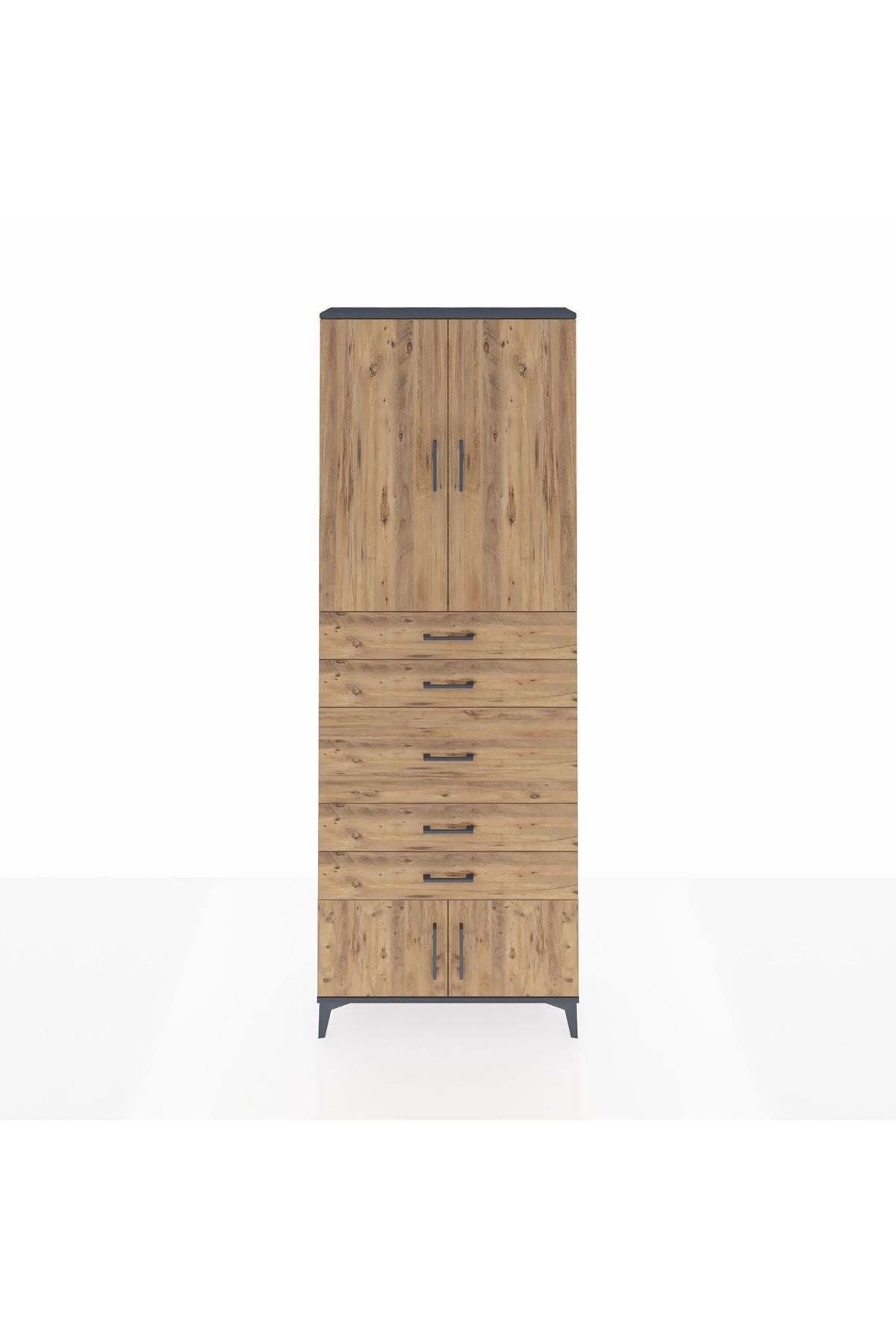 Arges Dolap 3 Raflı 5 Çekmeceli 4 Kapaklı 88x30x243 - S33M097V6A