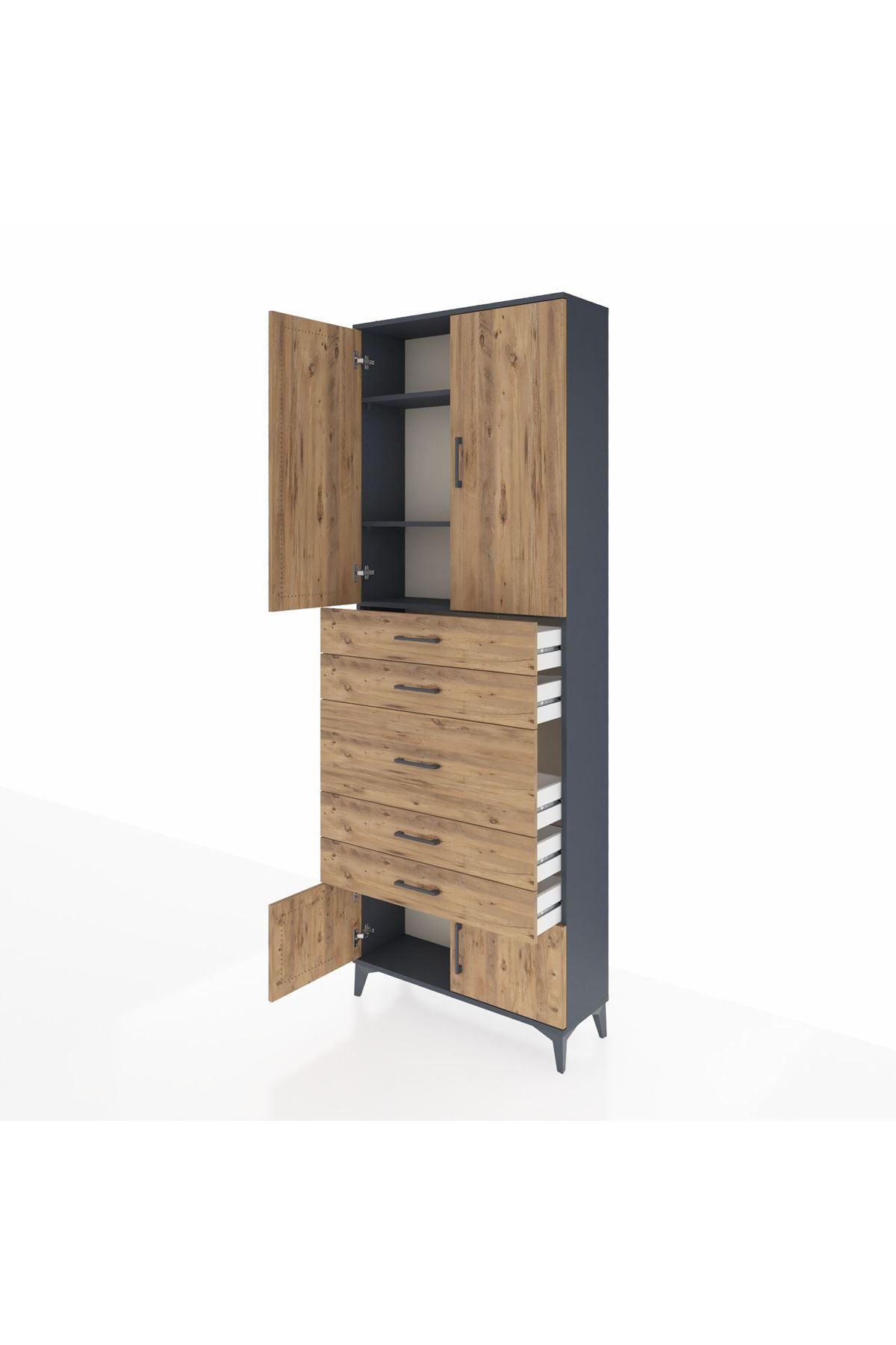 Arges Dolap 3 Raflı 5 Çekmeceli 4 Kapaklı 88x30x243 - S33M097V6A