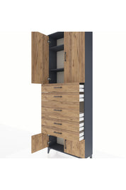 Arges Dolap 3 Raflı 5 Çekmeceli 4 Kapaklı 88x30x243 - S33M097V6A