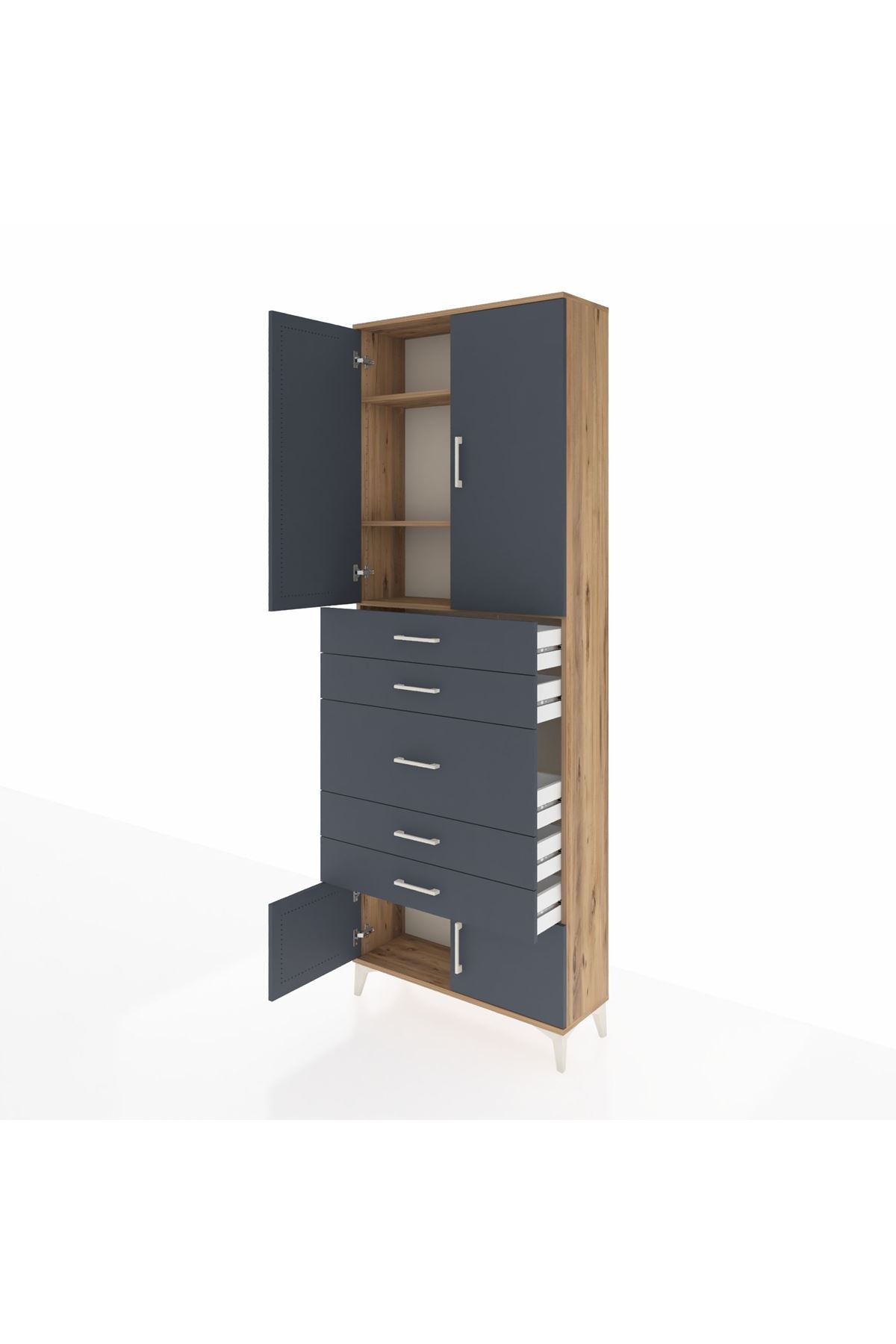 Arges Dolap 3 Raflı 5 Çekmeceli 4 Kapaklı 88x30x243 - S33M097V8A