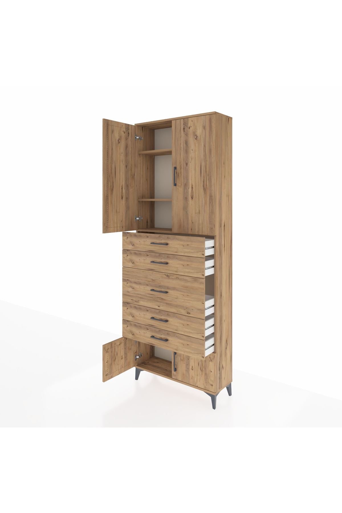 Arges Dolap 3 Raflı 5 Çekmeceli 4 Kapaklı 88x30x243 - S33M097V9A