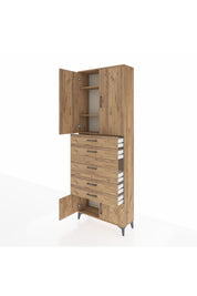 Arges Dolap 3 Raflı 5 Çekmeceli 4 Kapaklı 88x30x243 - S33M097V9A