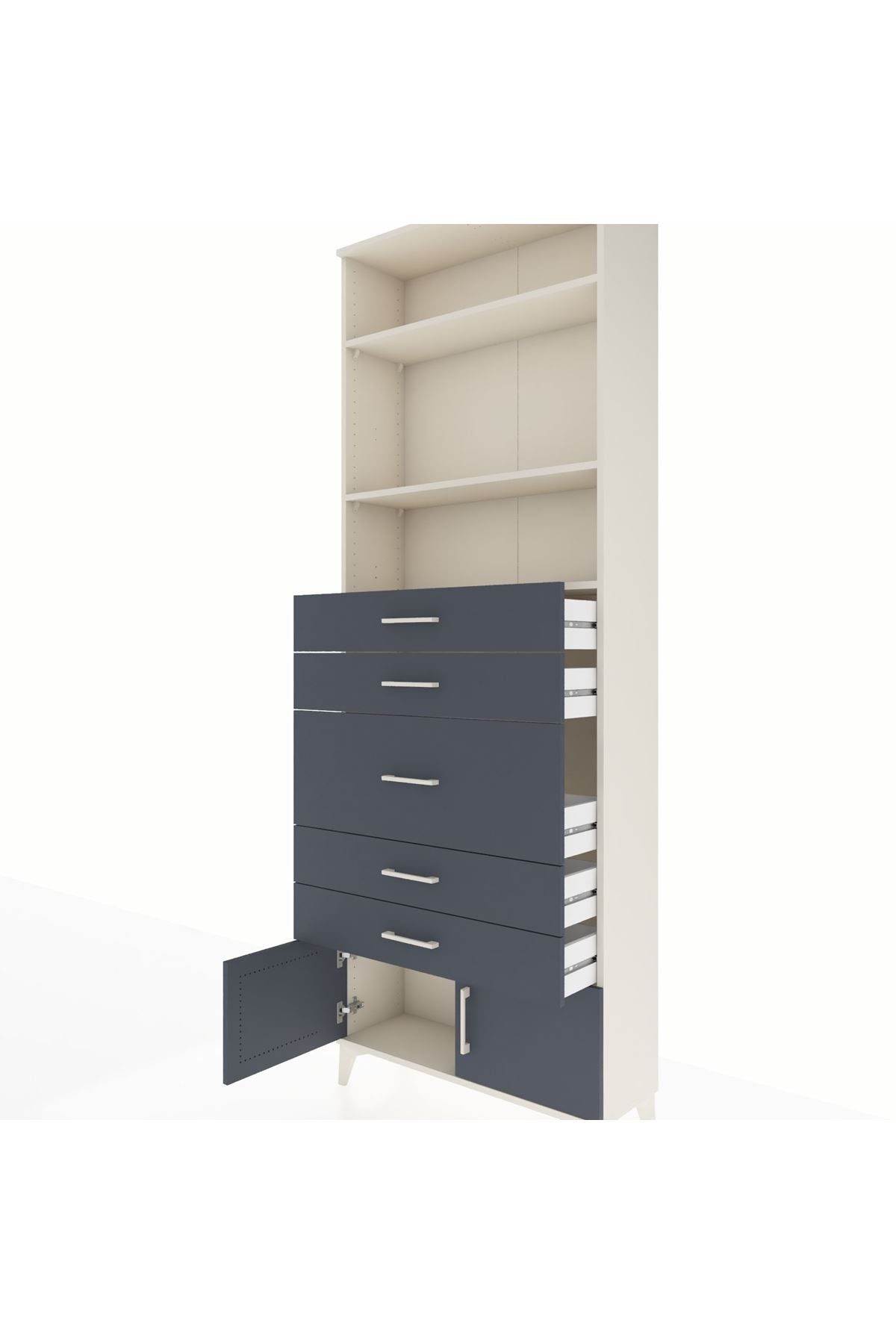 Arges Dolap 3 Raflı 5 Çekmeceli 2 Kapaklı 88x30x243 - S33M098V2A