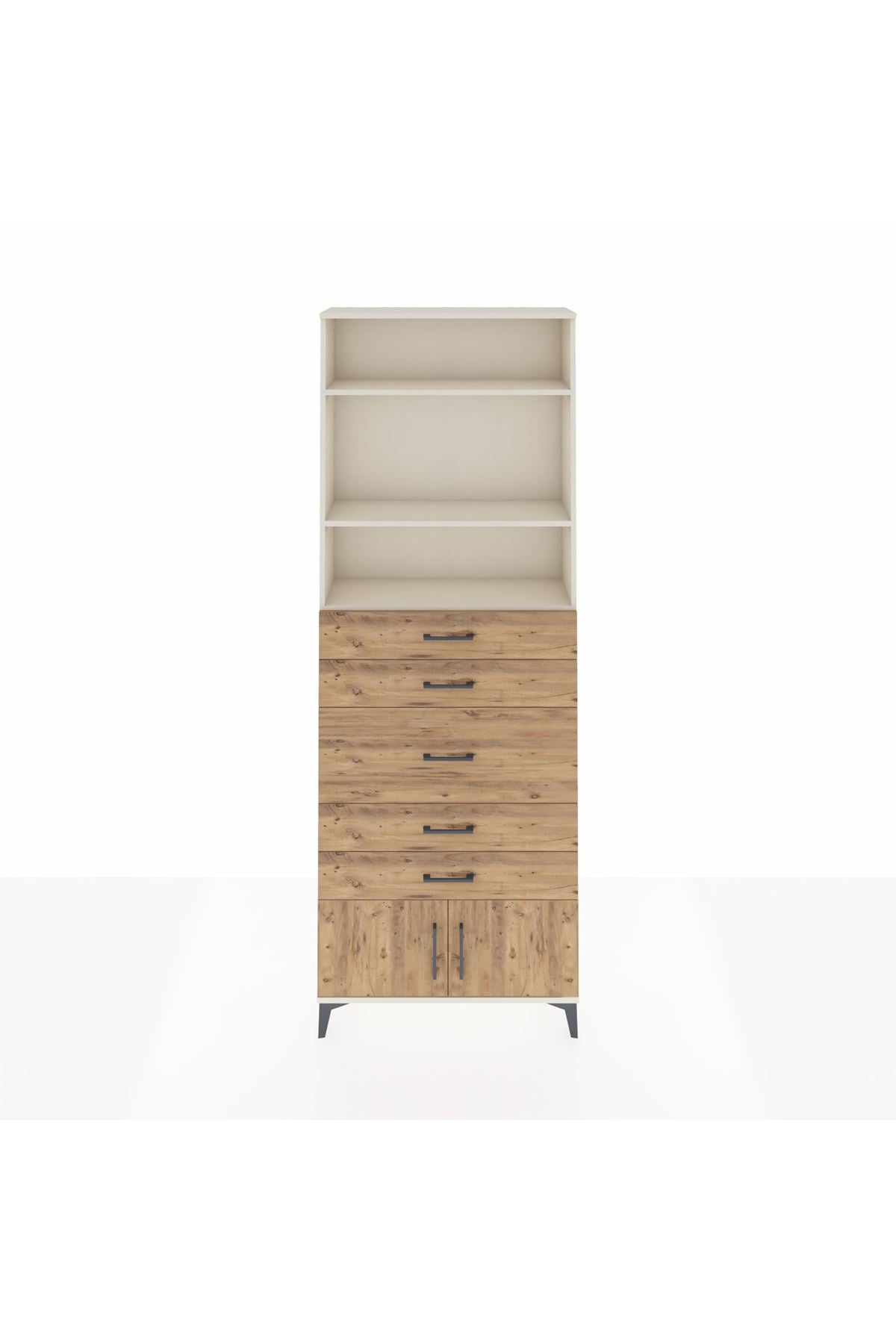 Arges Dolap 3 Raflı 5 Çekmeceli 2 Kapaklı 88x30x243 - S33M098V3A