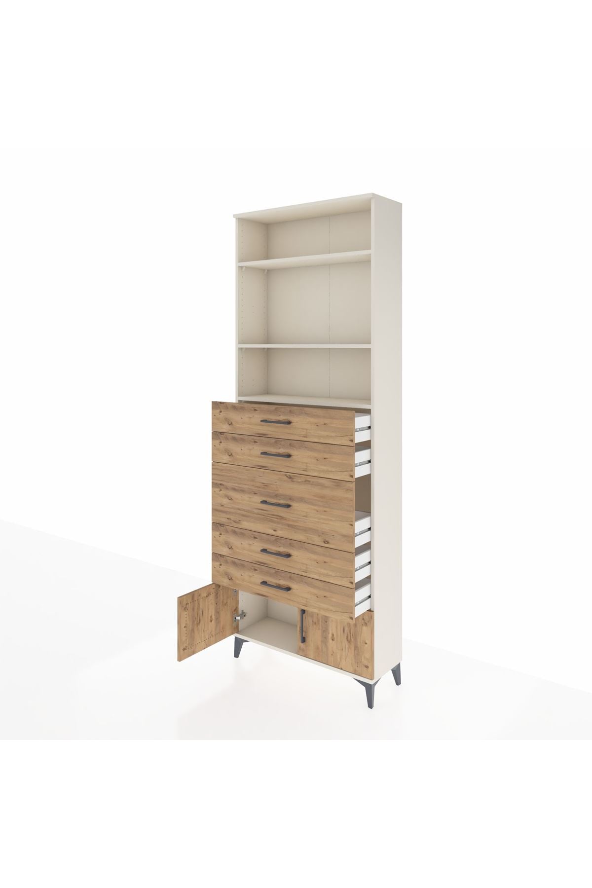 Arges Dolap 3 Raflı 5 Çekmeceli 2 Kapaklı 88x30x243 - S33M098V3A