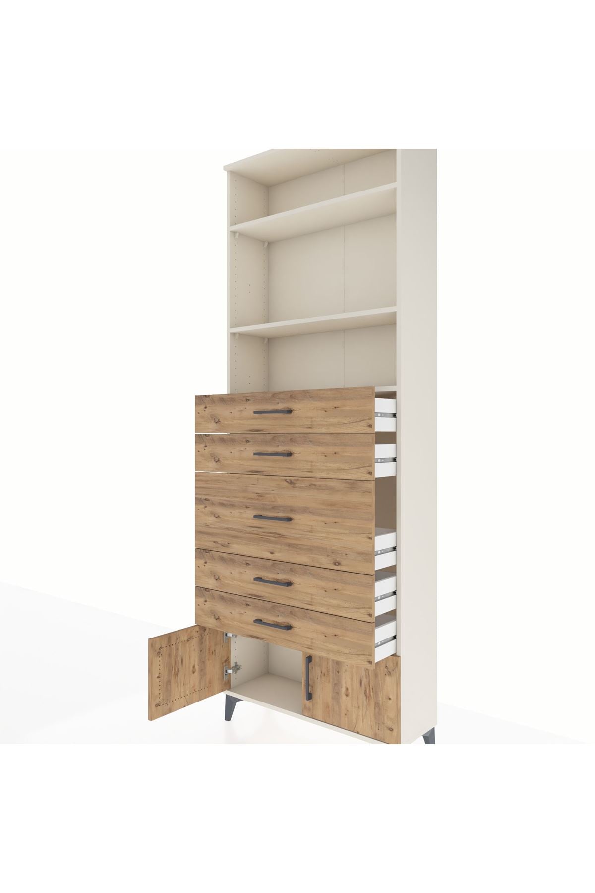 Arges Dolap 3 Raflı 5 Çekmeceli 2 Kapaklı 88x30x243 - S33M098V3A