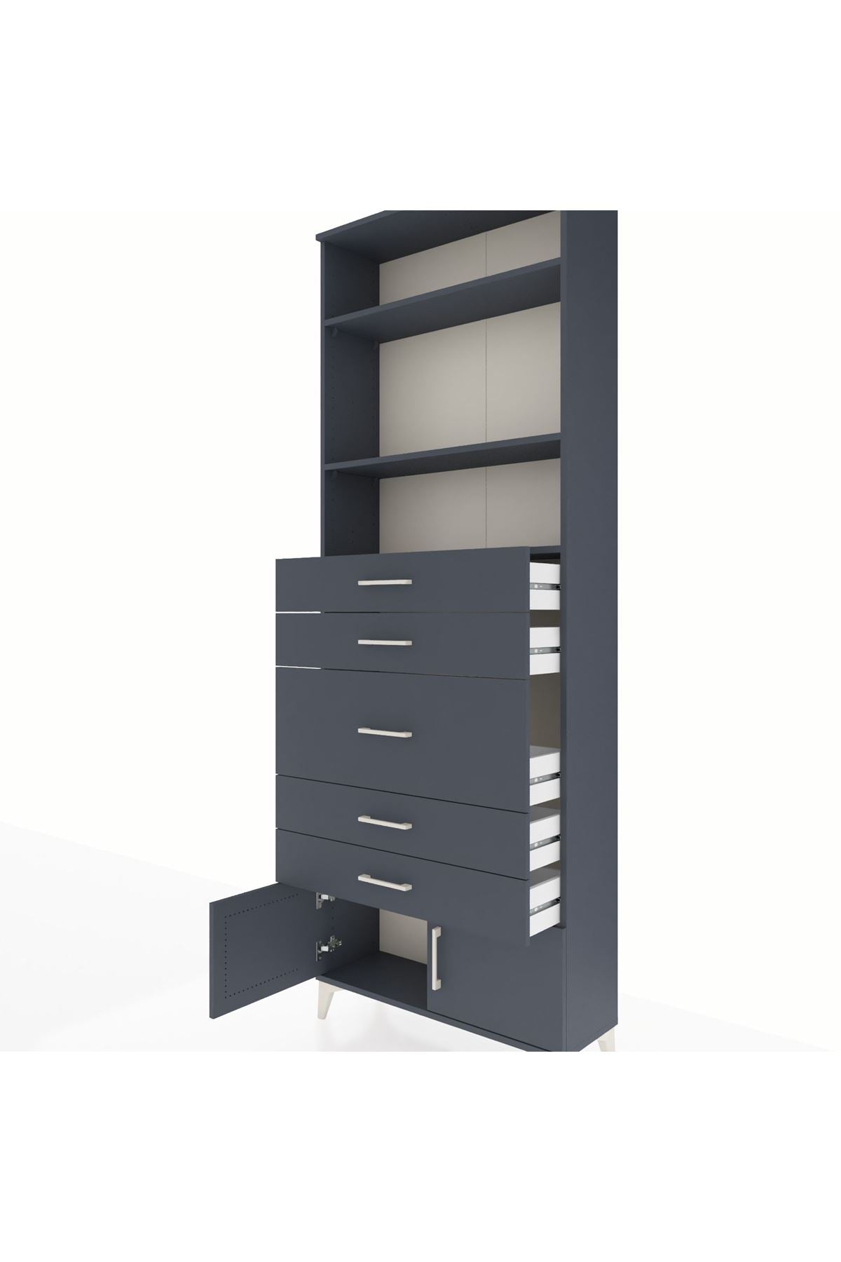 Arges Dolap 3 Raflı 5 Çekmeceli 2 Kapaklı 88x30x243 - S33M098V5A