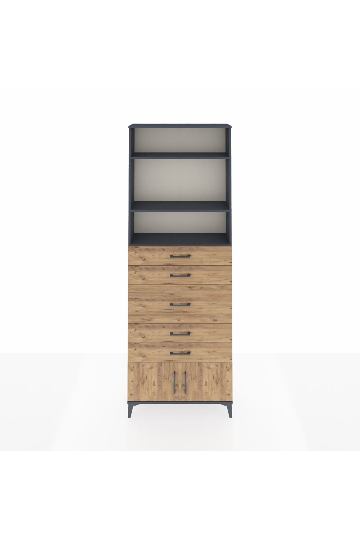 Arges Dolap 3 Raflı 5 Çekmeceli 2 Kapaklı 88x30x243 - S33M098V6A