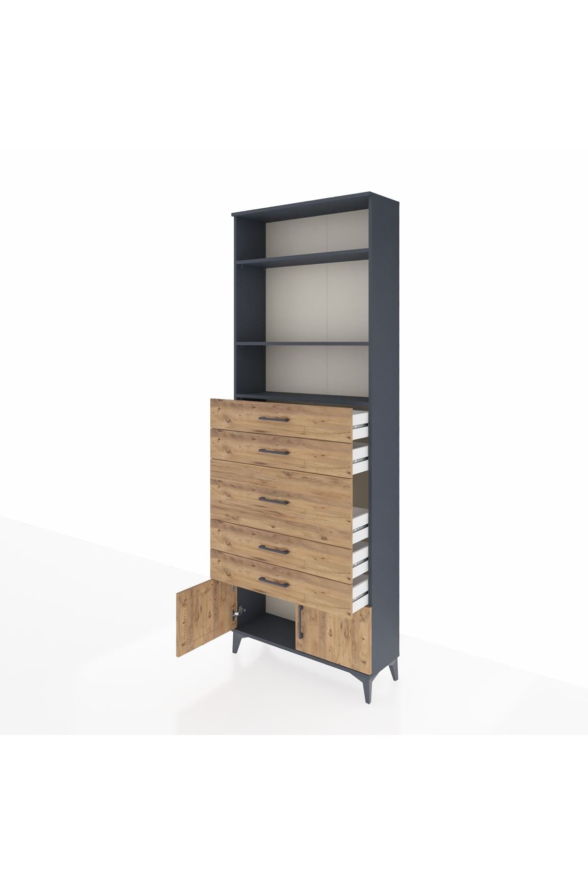 Arges Dolap 3 Raflı 5 Çekmeceli 2 Kapaklı 88x30x243 - S33M098V6A