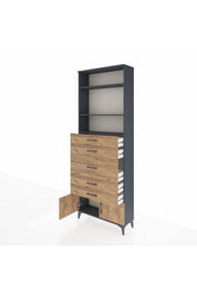 Arges Dolap 3 Raflı 5 Çekmeceli 2 Kapaklı 88x30x243 - S33M098V6A