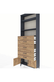 Arges Dolap 3 Raflı 5 Çekmeceli 2 Kapaklı 88x30x243 - S33M098V6A