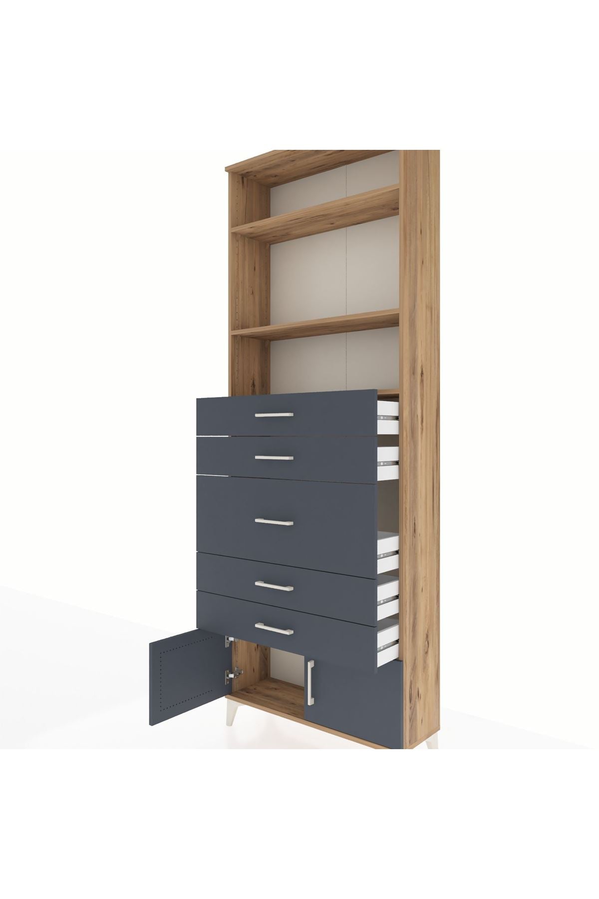 Arges Dolap 3 Raflı 5 Çekmeceli 2 Kapaklı 88x30x243 - S33M098V8A