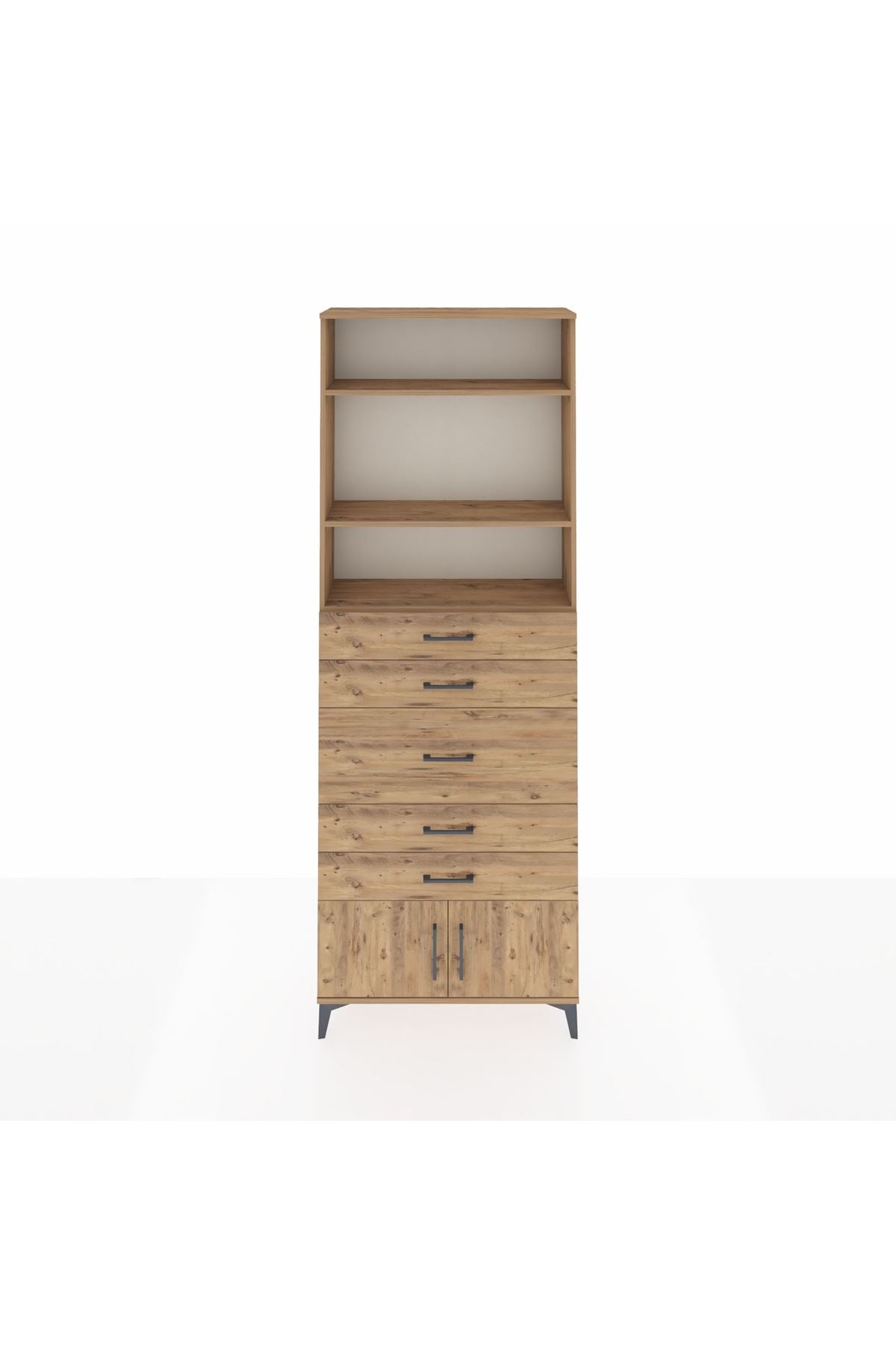 Arges Dolap 3 Raflı 5 Çekmeceli 2 Kapaklı 88x30x243 - S33M098V9A