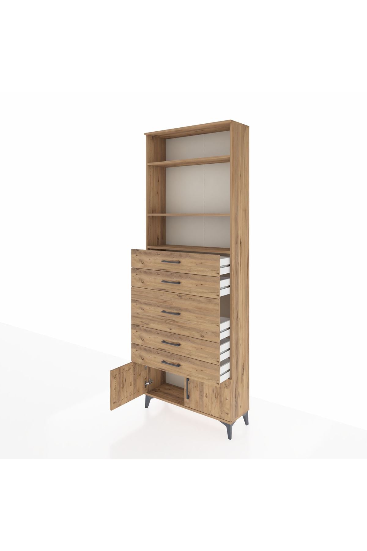 Arges Dolap 3 Raflı 5 Çekmeceli 2 Kapaklı 88x30x243 - S33M098V9A