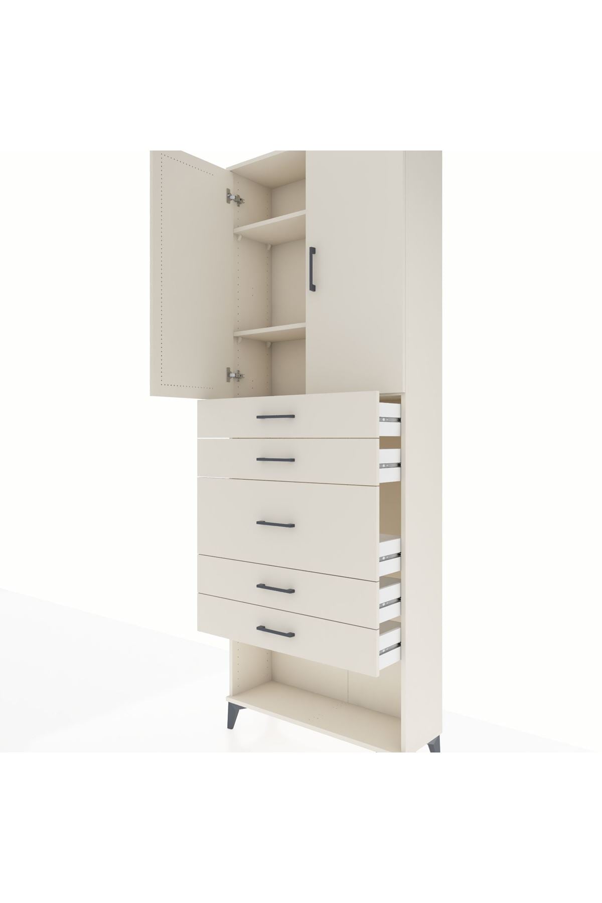 Arges Dolap 3 Raflı 5 Çekmeceli 2 Kapaklı 88x30x243 - S33M099V1A