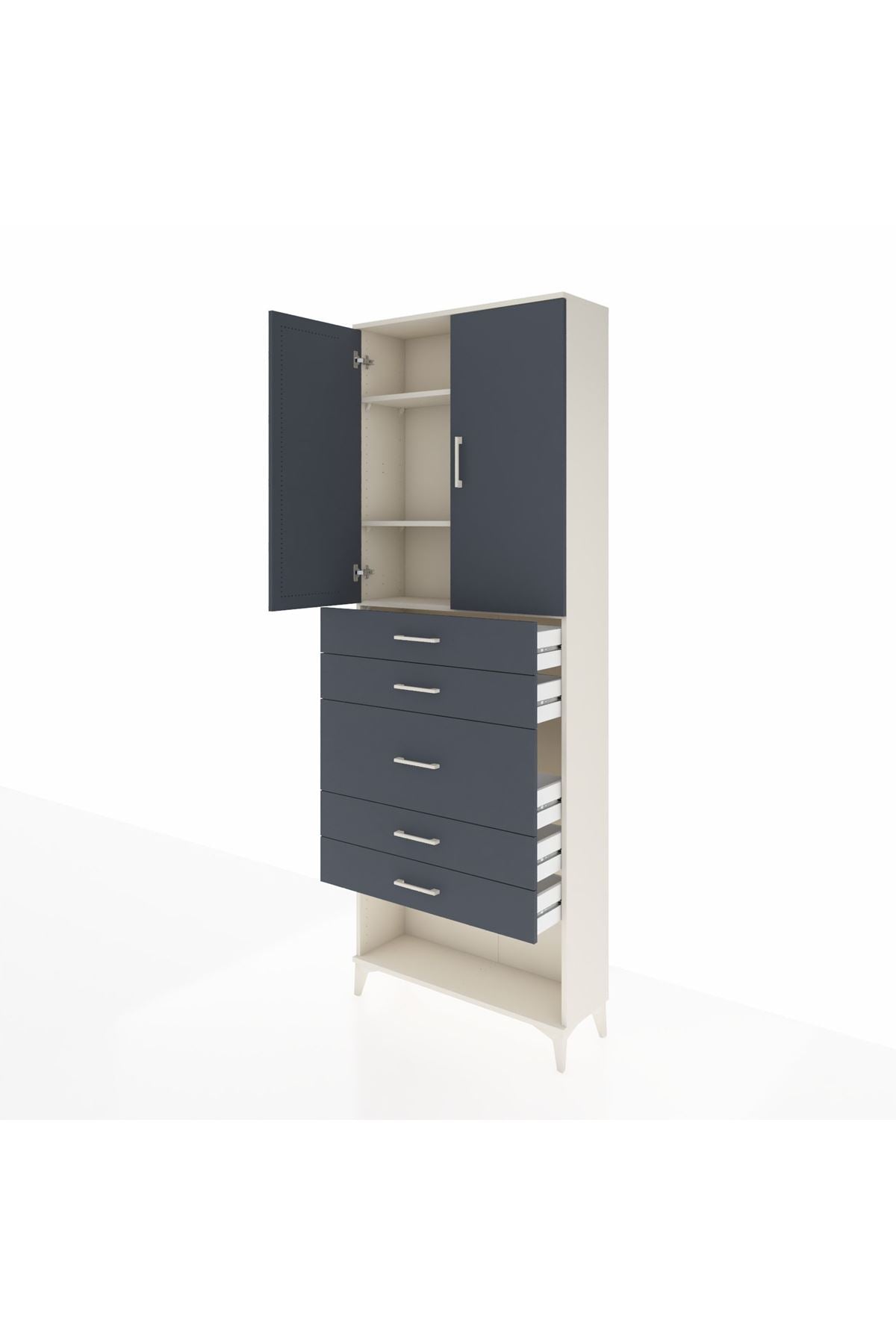 Arges Dolap 3 Raflı 5 Çekmeceli 2 Kapaklı 88x30x243 - S33M099V2A