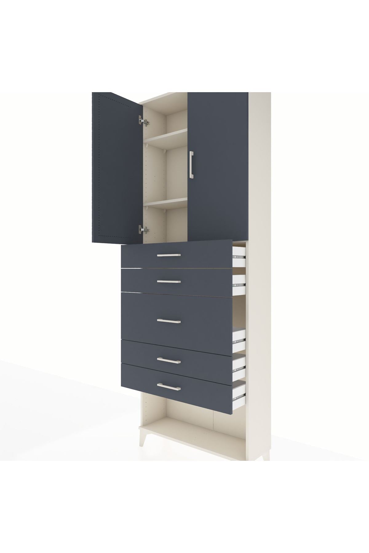 Arges Dolap 3 Raflı 5 Çekmeceli 2 Kapaklı 88x30x243 - S33M099V2A