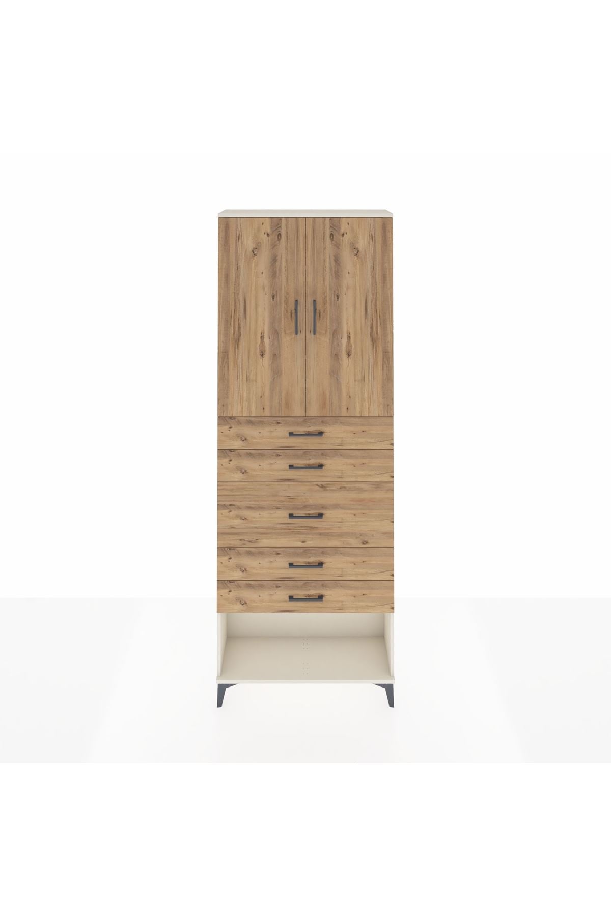 Arges Dolap 3 Raflı 5 Çekmeceli 2 Kapaklı 88x30x243 - S33M099V3A