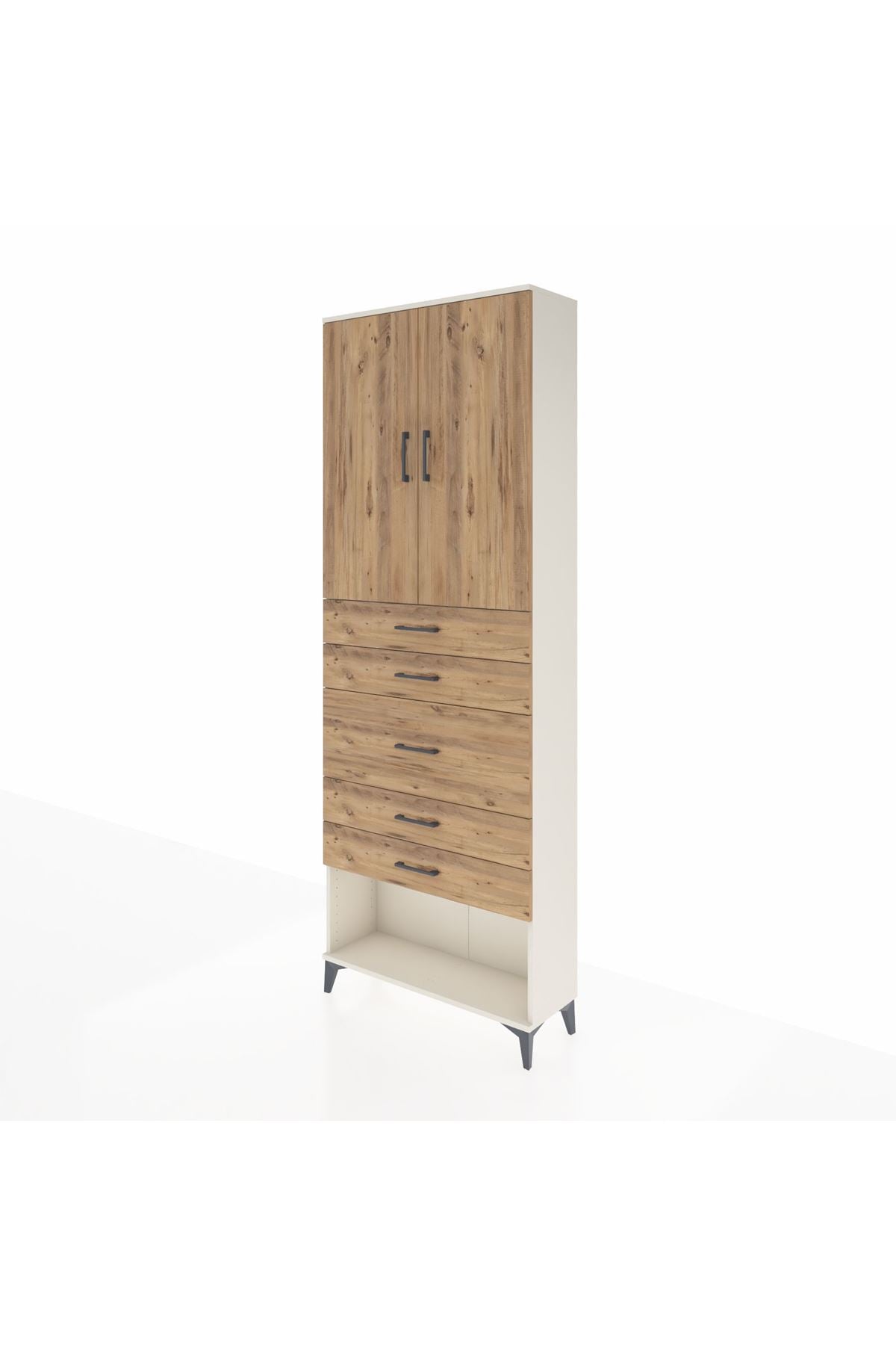 Arges Dolap 3 Raflı 5 Çekmeceli 2 Kapaklı 88x30x243 - S33M099V3A