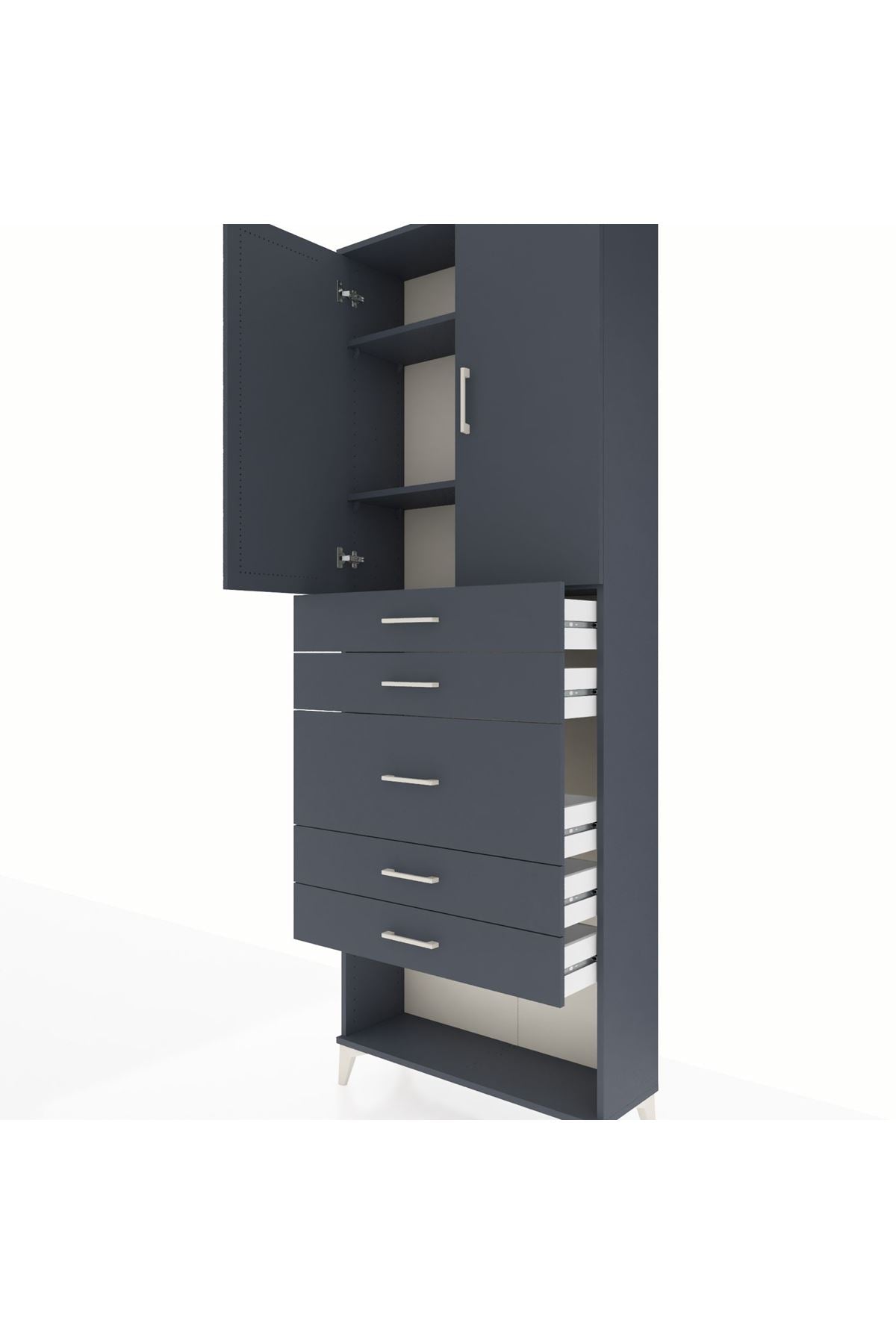 Arges Dolap 3 Raflı 5 Çekmeceli 2 Kapaklı 88x30x243 - S33M099V5A