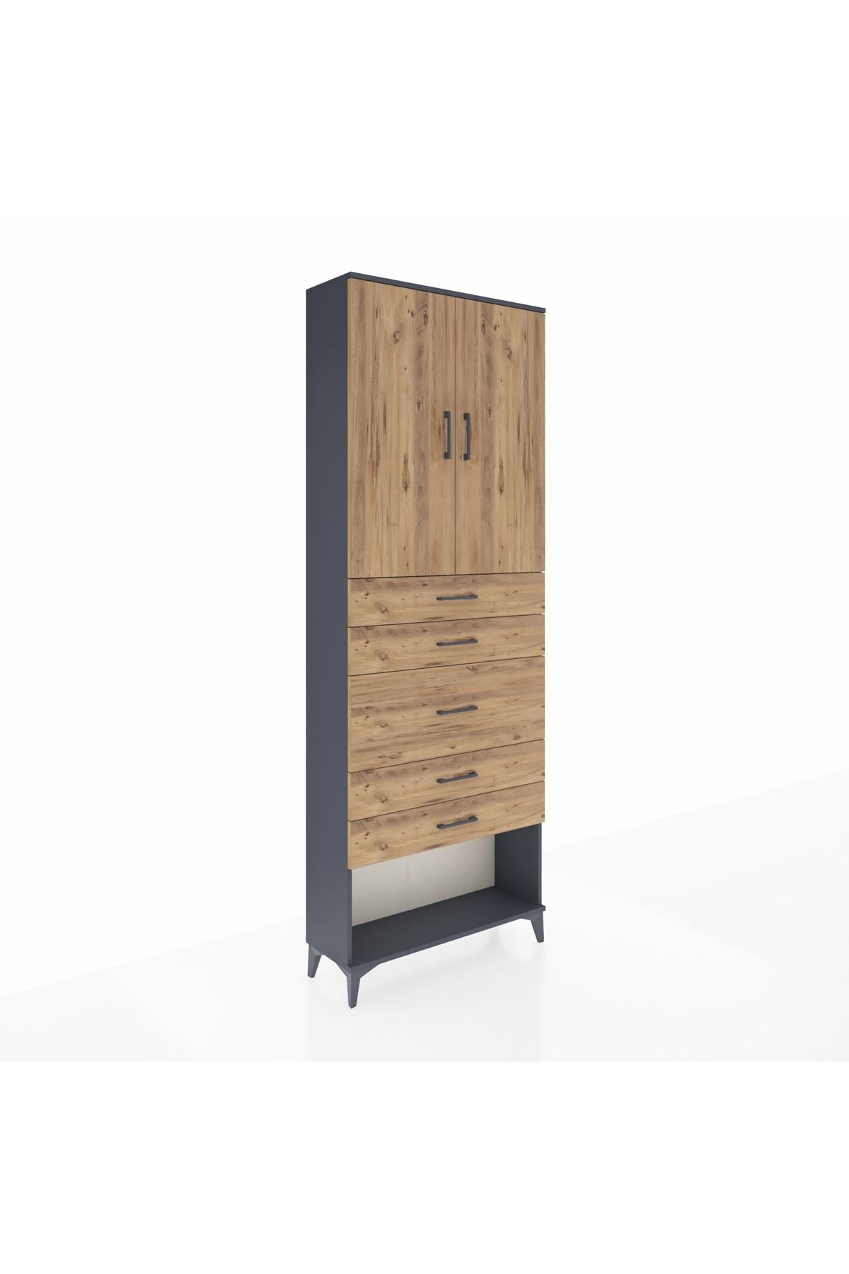 Arges Dolap 3 Raflı 5 Çekmeceli 2 Kapaklı 88x30x243 - S33M099V6A