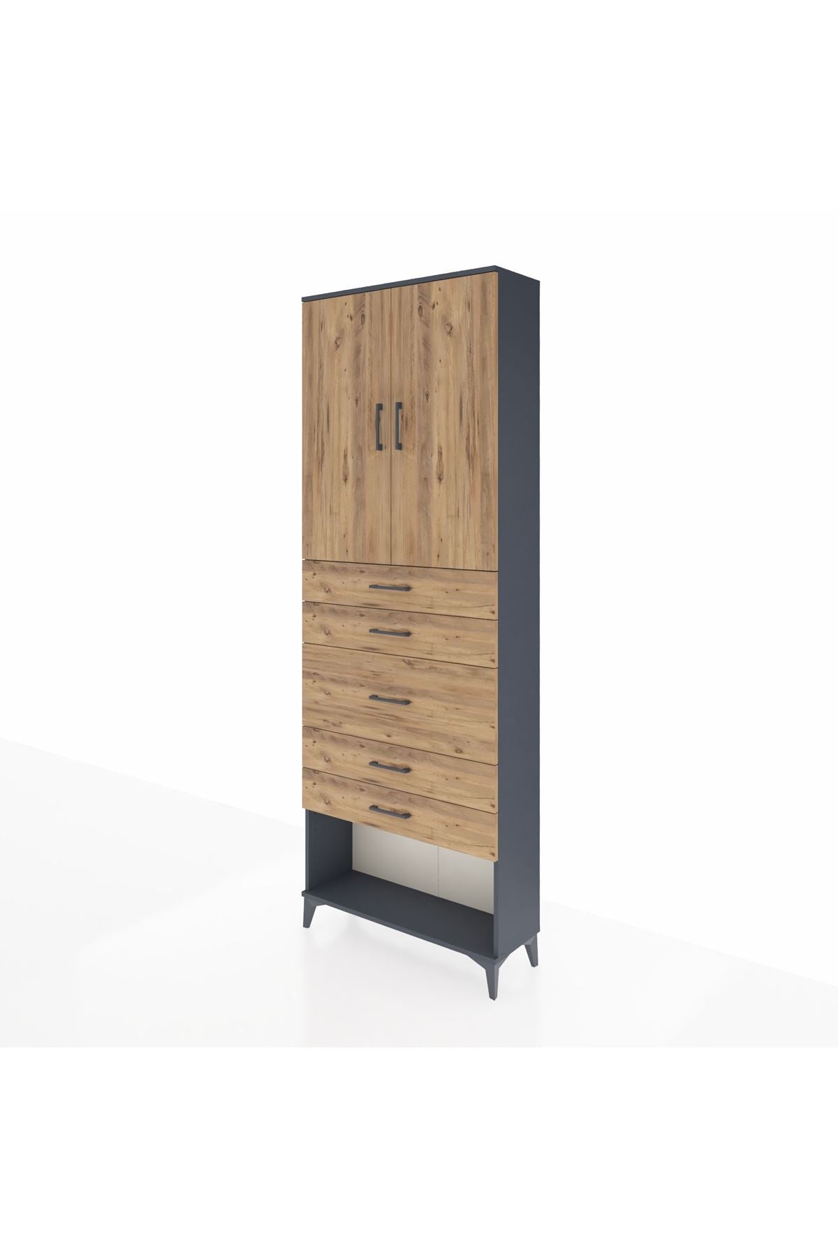 Arges Dolap 3 Raflı 5 Çekmeceli 2 Kapaklı 88x30x243 - S33M099V6A
