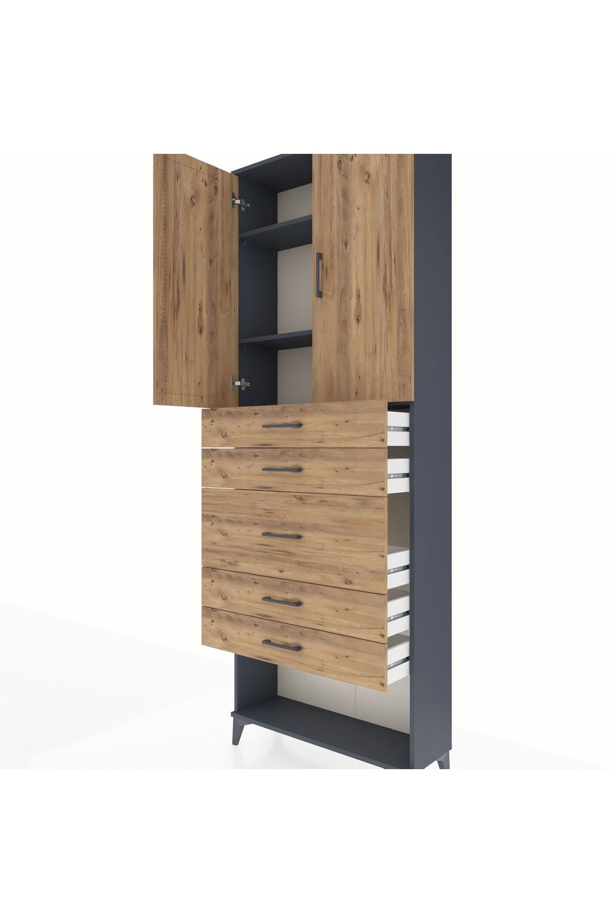Arges Dolap 3 Raflı 5 Çekmeceli 2 Kapaklı 88x30x243 - S33M099V6A