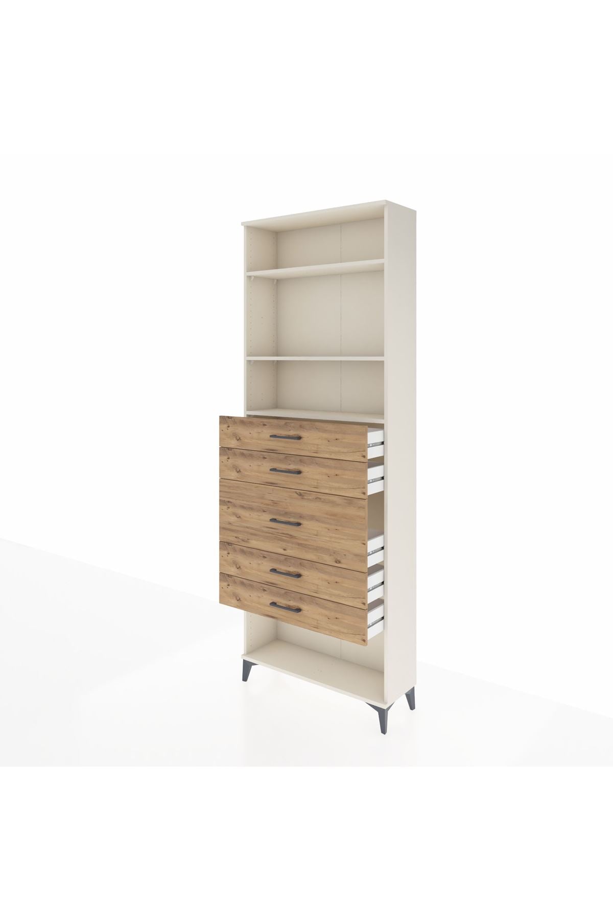Arges Dolap 3 Raflı 5 Çekmeceli 88x30x243 - S33M100V3A