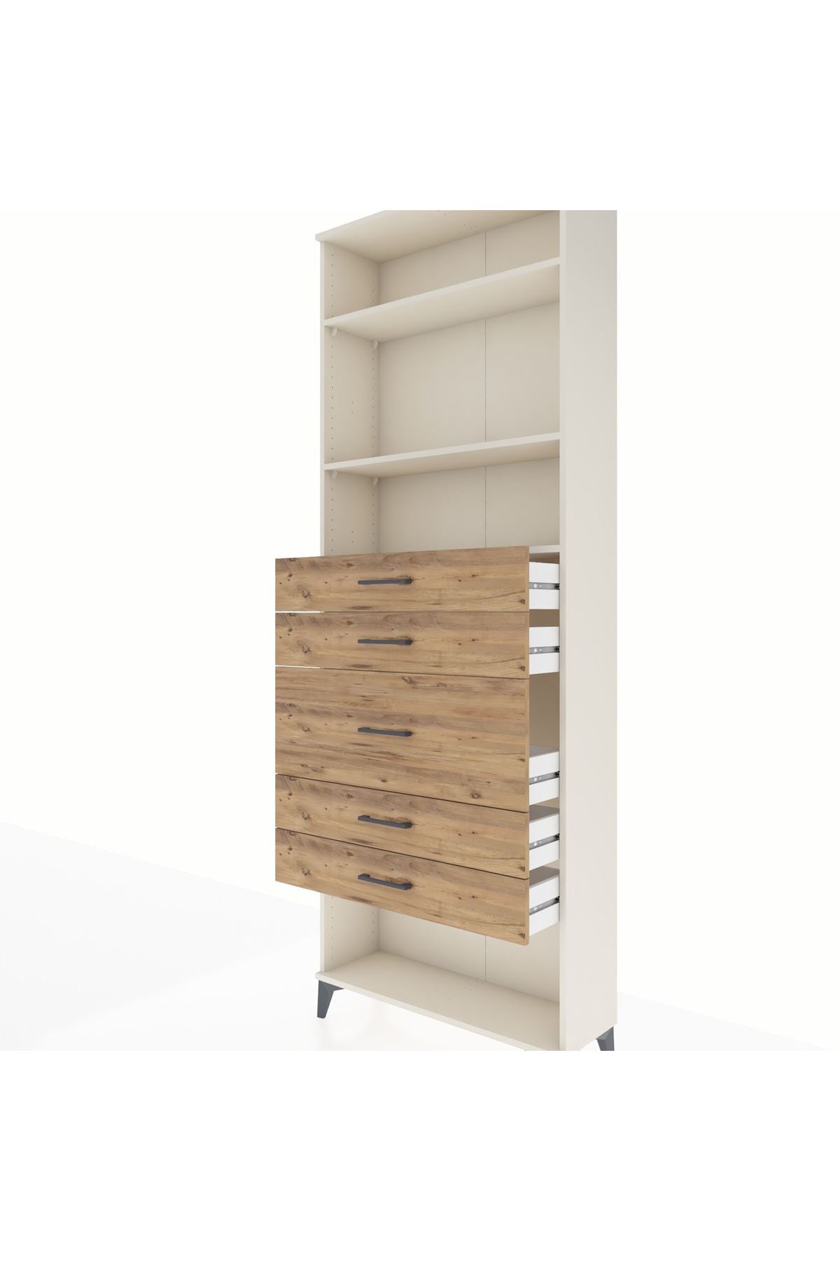 Arges Dolap 3 Raflı 5 Çekmeceli 88x30x243 - S33M100V3A
