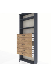 Arges Dolap 3 Raflı 5 Çekmeceli 88x30x243 - S33M100V6A
