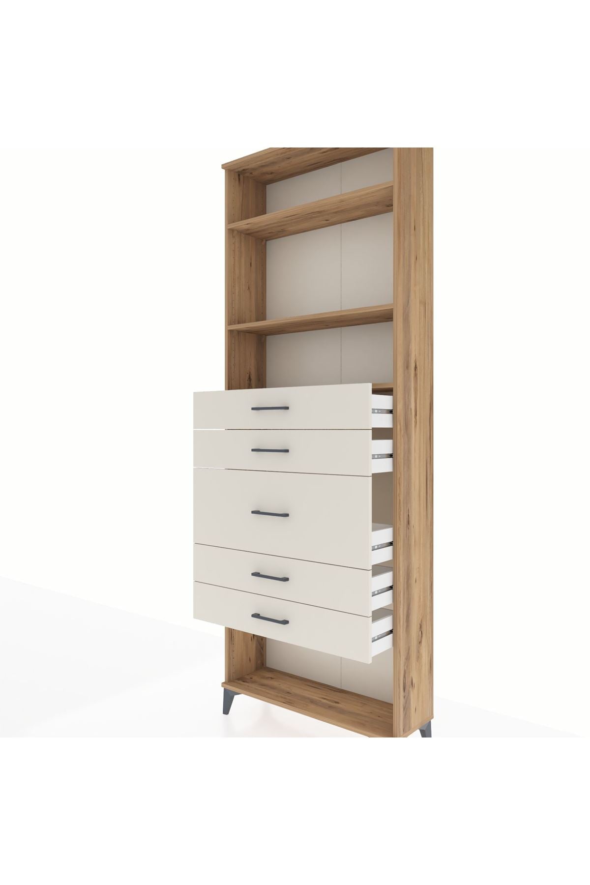 Arges Dolap 3 Raflı 5 Çekmeceli 88x30x243 - S33M100V7A