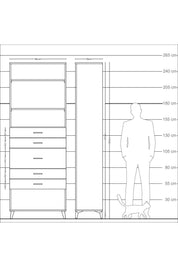 Arges Dolap 3 Raflı 5 Çekmeceli 88x30x243 - S33M100V9A