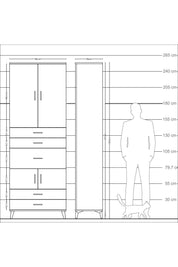 Arges Dolap 4 Raflı 5 Çekmeceli 4 Kapaklı 88x30x243 - S33M101V2A